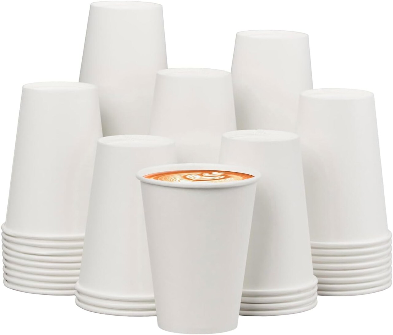 12 oz 300 Pack Paper Cups, Summer Party Tableware, Hot Beverage Drinking Cups, White Paper Hot Disposable Cups, Suitable for Party, Picnic, Travel, and Events